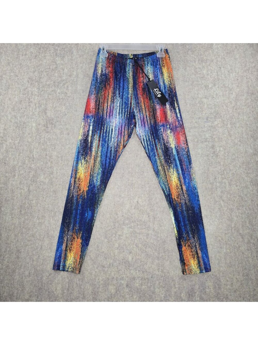 Lily Womens Pleated Multicolor Stretch Leggings S/M Polyester & Spandex Fabric